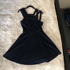 Navy blue strappy cocktail dress